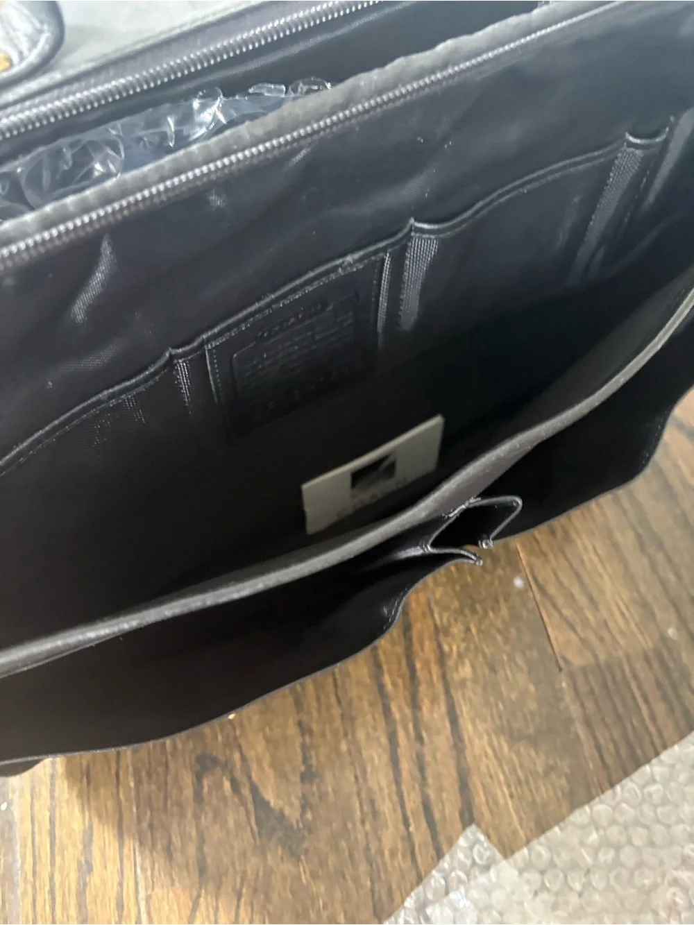 Classic Black Leather Briefcase with Gold Hardware- COACH